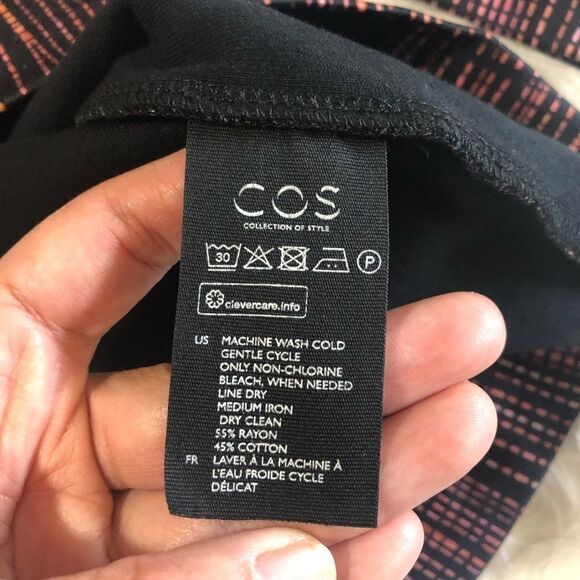 COS Crosshatch Print High-low Split Back Top sz XS - Picture 6 of 9